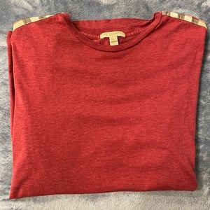 Mens Rare Burberry T Shirt Shoulder Patch Red Size Large L